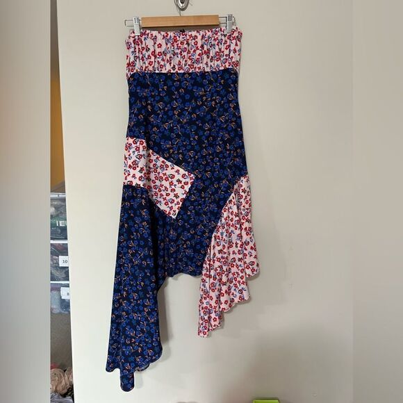 Lulus Golden Hour Blush and Navy Floral Print Strapless Midi Dress - Picture 11 of 12